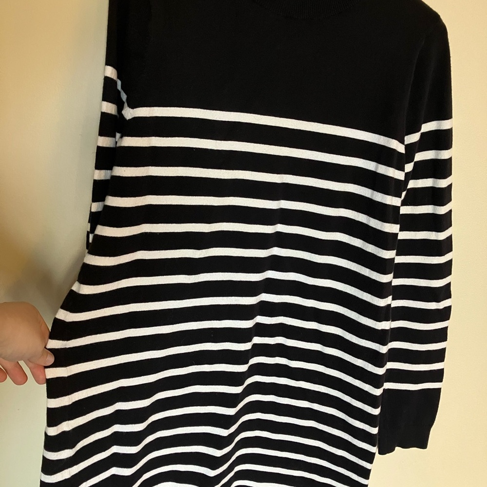 Loft Black and White Striped Sweater Dress